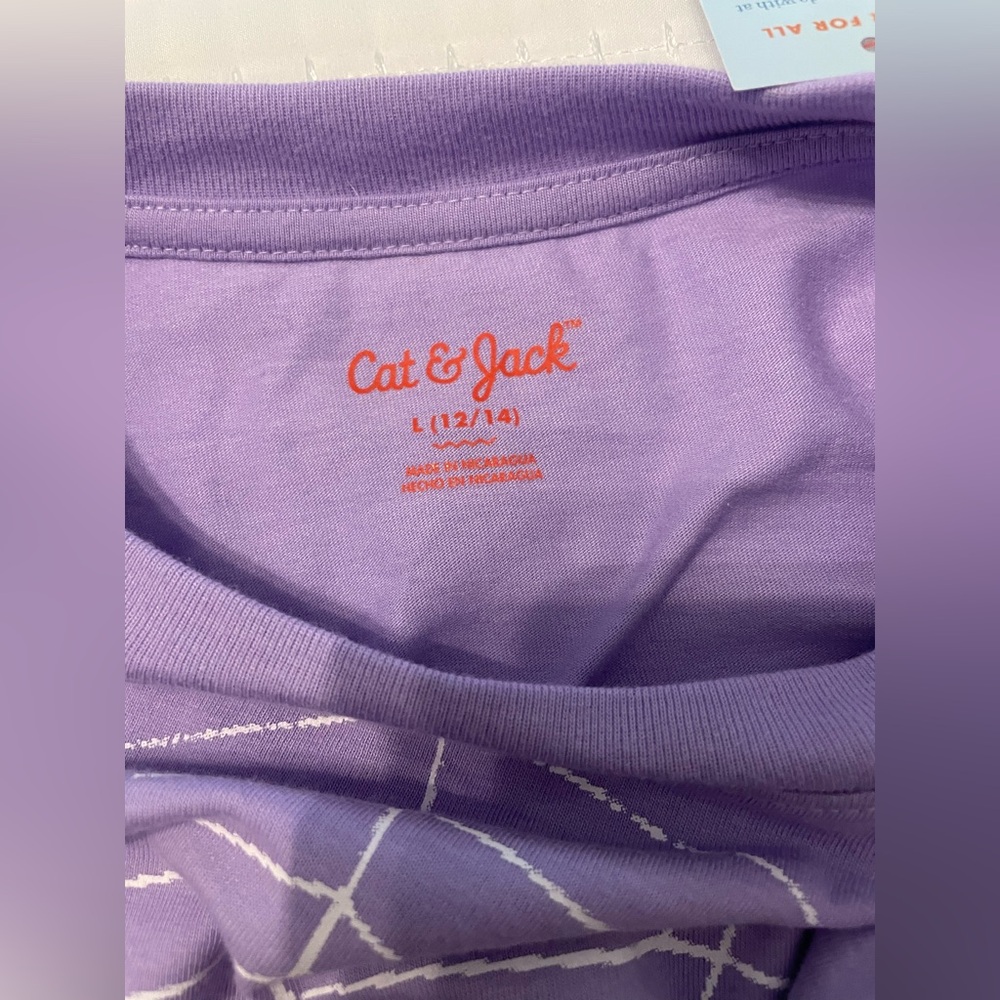 Cat & Jack Kids Spider T-shirt size large 12/14 purple new shirt - Picture 6 of 7